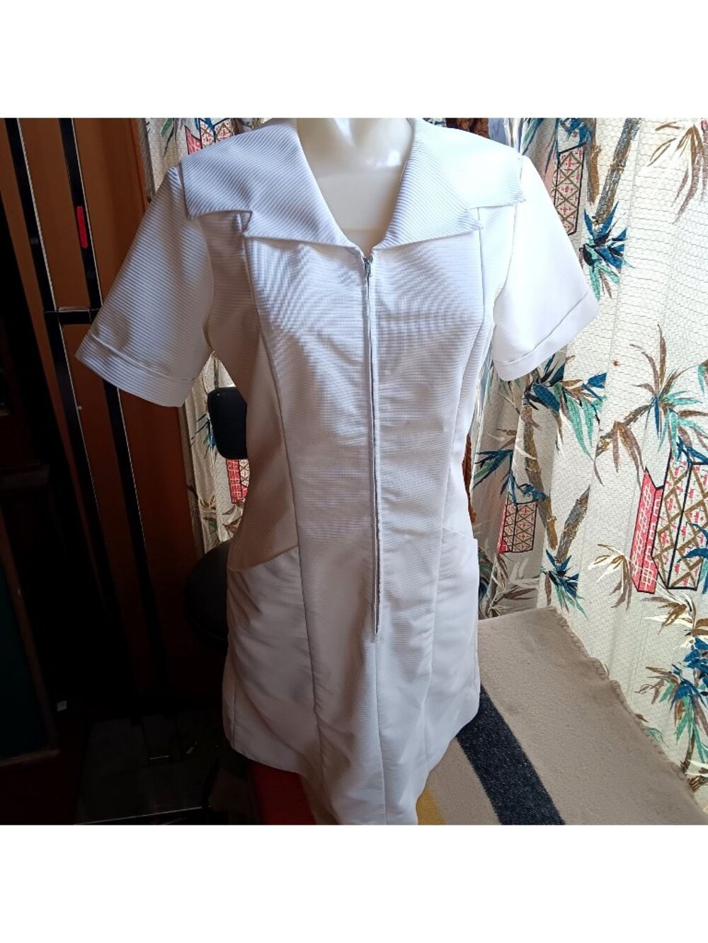 Vintage Medium 1960's Nurse Uniform Dress Womens White Halloween Costume USA